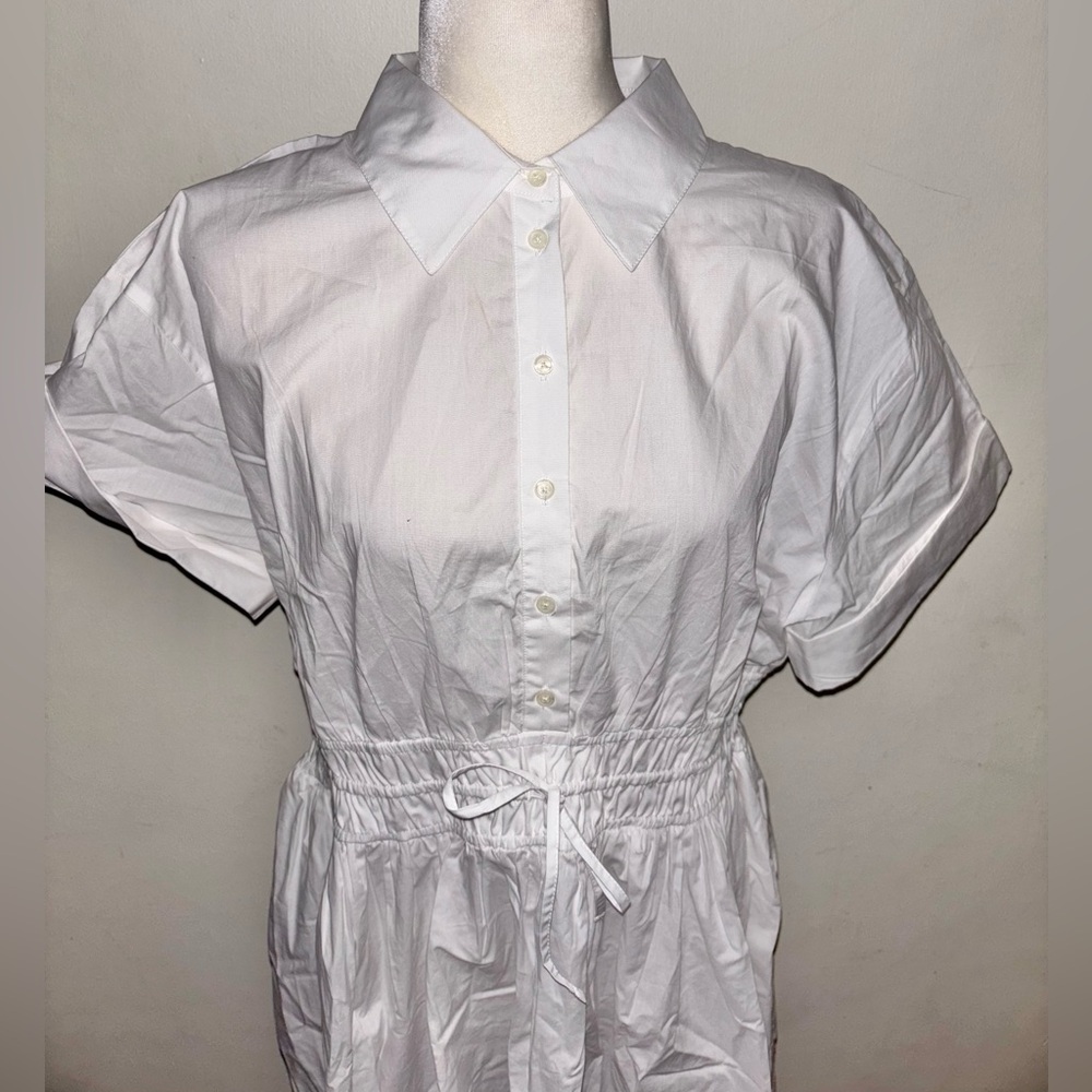 NWT J.Crew Elena mini shirtdress cotton poplin 14 White Smocked Preppy Casual - Picture 6 of 15
